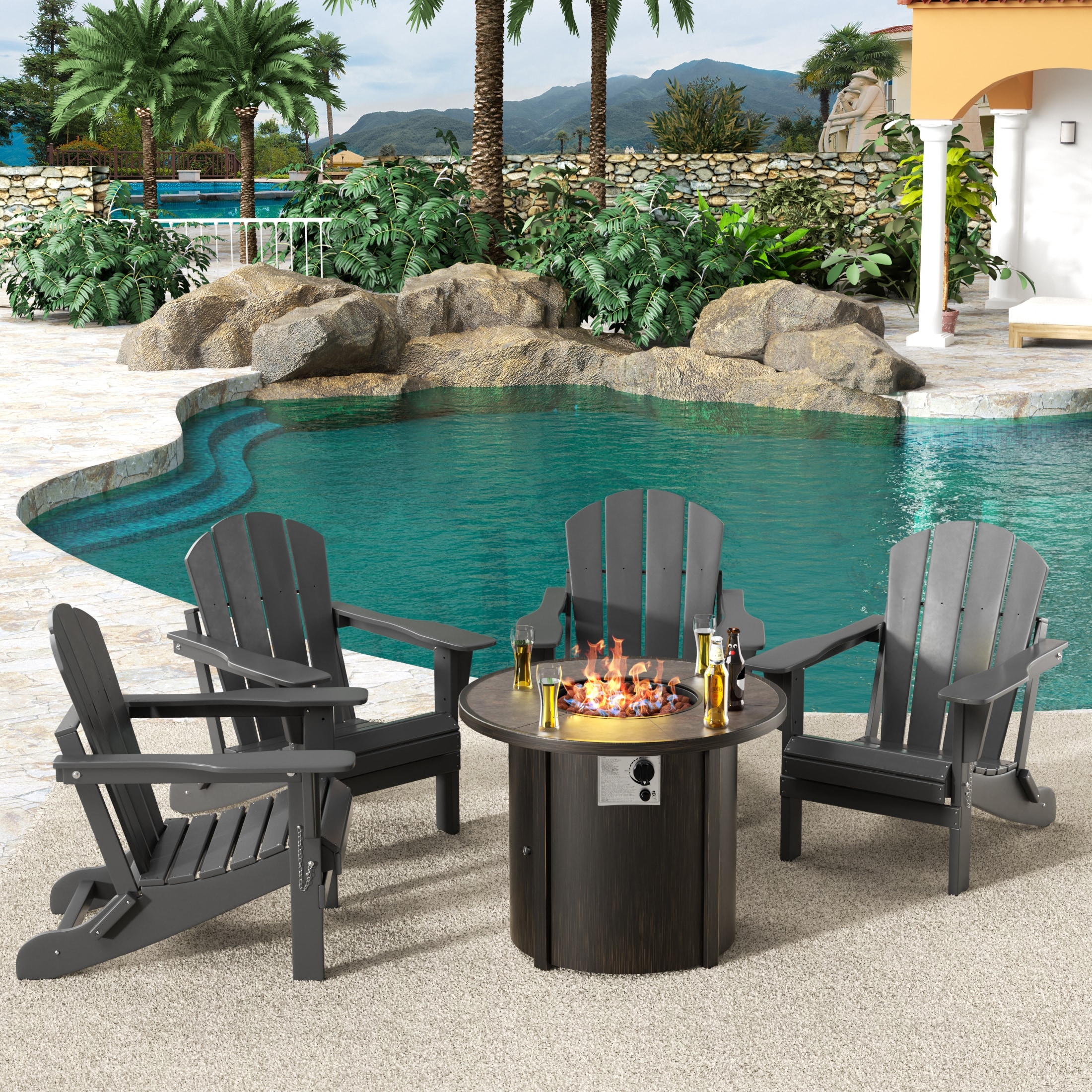 All weather patio store furniture with fire pit