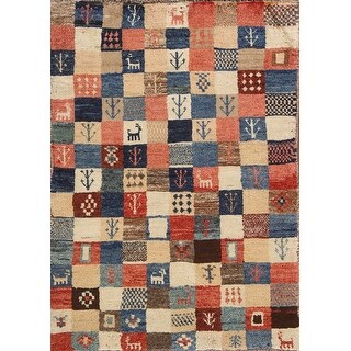 Tribal Checkered Gabbeh Persian Vintage Area Rug Handmade Wool Carpet ...