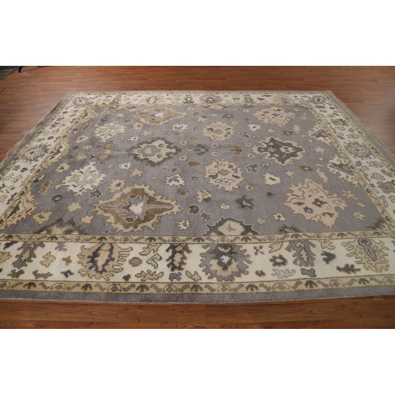 Gray Oushak Indian Area Rug Handmade Wool Carpet - 8'4"x 10'1"