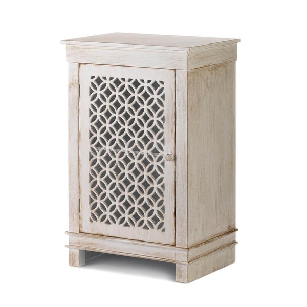 Hot Selling Geometric Cutwork Distressed White Cabinet