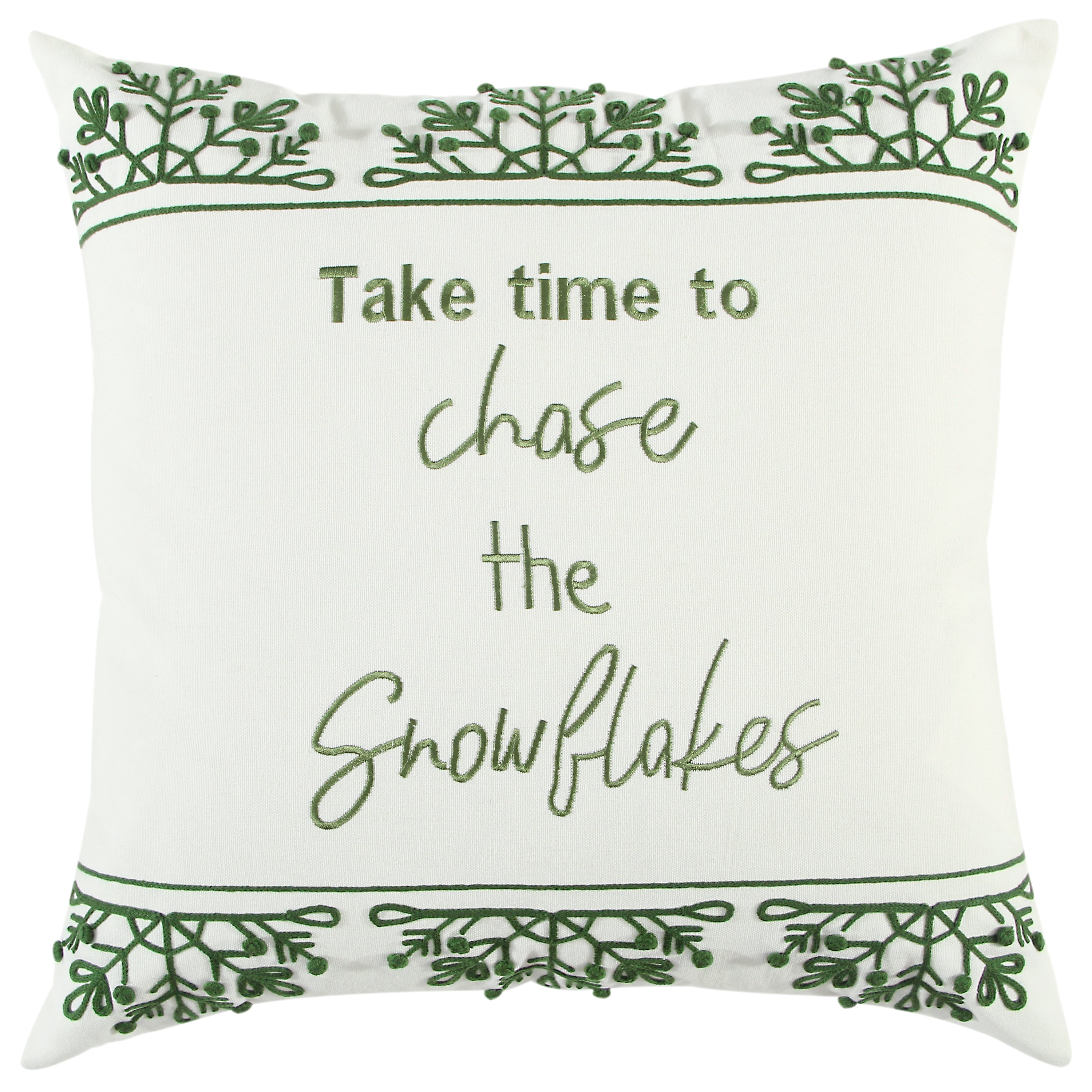 Rizzy Home Chase the Snowflakes Green Throw Pillow Cover