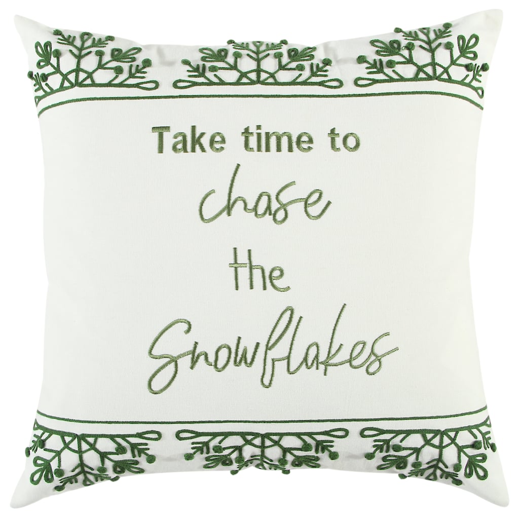 Rizzy Home Chase the Snowflakes Green Throw Pillow