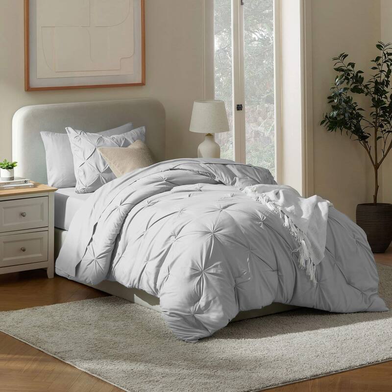 Nestl Pinch Pleate Comforter Set Bed in a Bag with Cooling Pillow