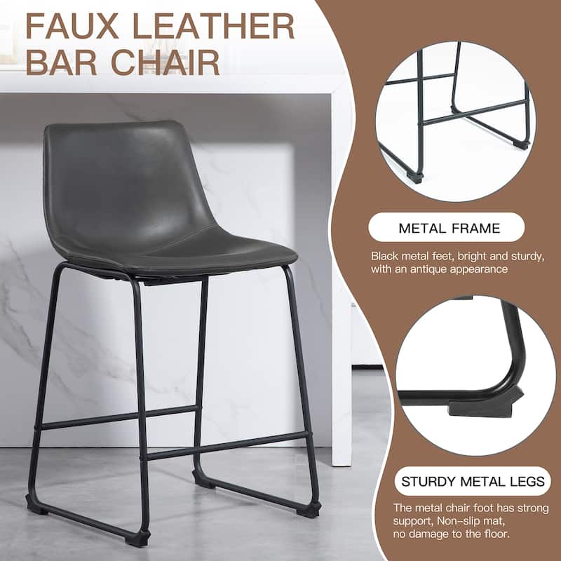Carbon Loft Richard Faux Leather and Iron Counter Stool (Set of 2)