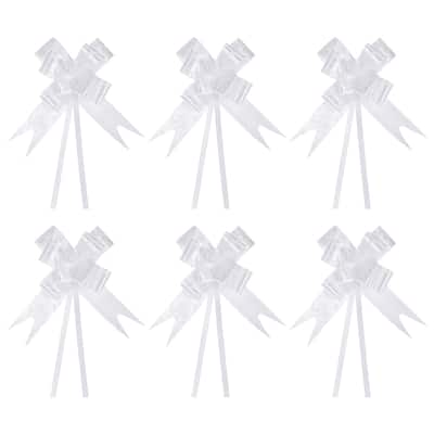 100Pcs 3.3inch Pull Bows Ribbon Gift Wrapping Pull Bow Rose Pattern White