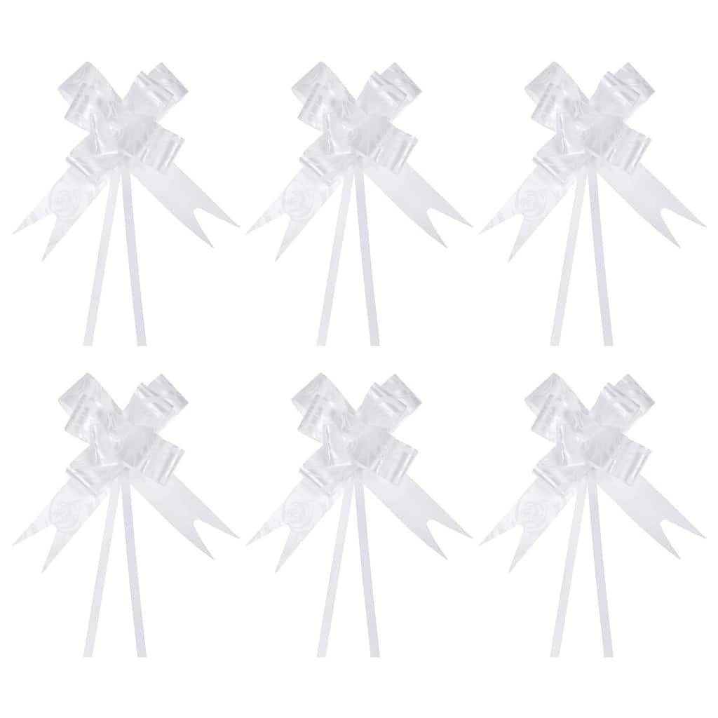 100Pcs 3.3inch Pull Bows Ribbon Gift Wrapping Pull Bow Rose Pattern White