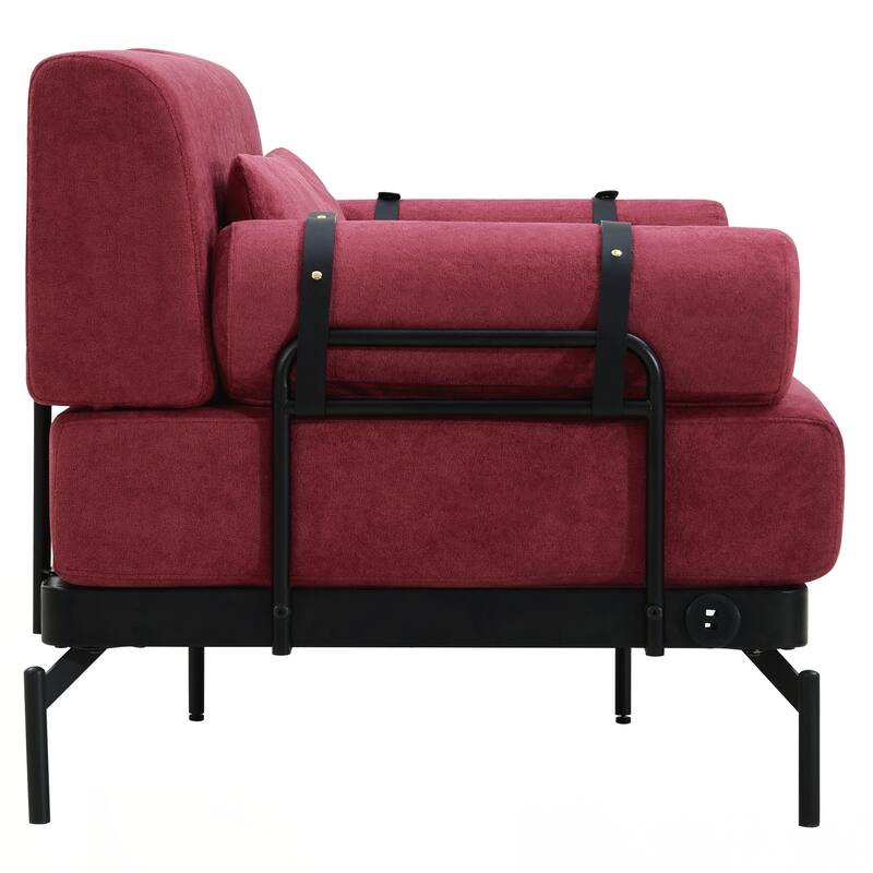 Modern Loveseat Sofa 59" Sofa Couch 2-Seater Sofa with Flexible USB Ports , Unique Cylindrical Armrests for Living Room