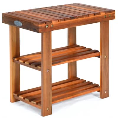Costway 3-Tier Wood Shoe Rack 19' Shoe Bench Freestanding Boots - 19'' x 11'' x 18''