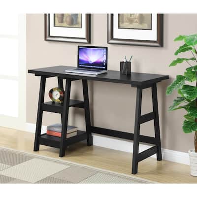 Home Office Desk 47" Wide - Modern Writing Table with Shelves, Stylish Design