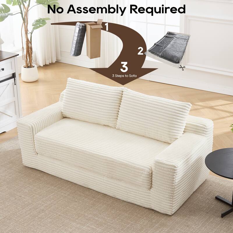 72.05" Corduroy Convertible 2-Seater Sofa with Memory Foam