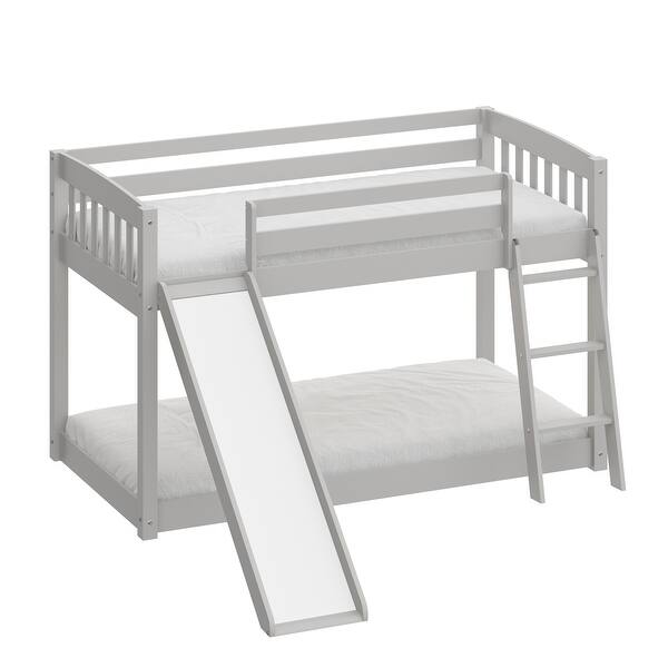 slide 2 of 20, Kids Bunk Bed Twin Over Twin with Slide and Stairs, Heavy Duty Solid Wood Twin Bunk Beds