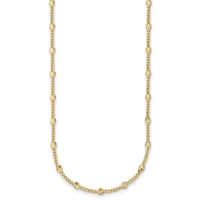 Curata 14k Yellow Gold Italian 7.25" 2.8mm Fancy Station Curb Chain Bracelet