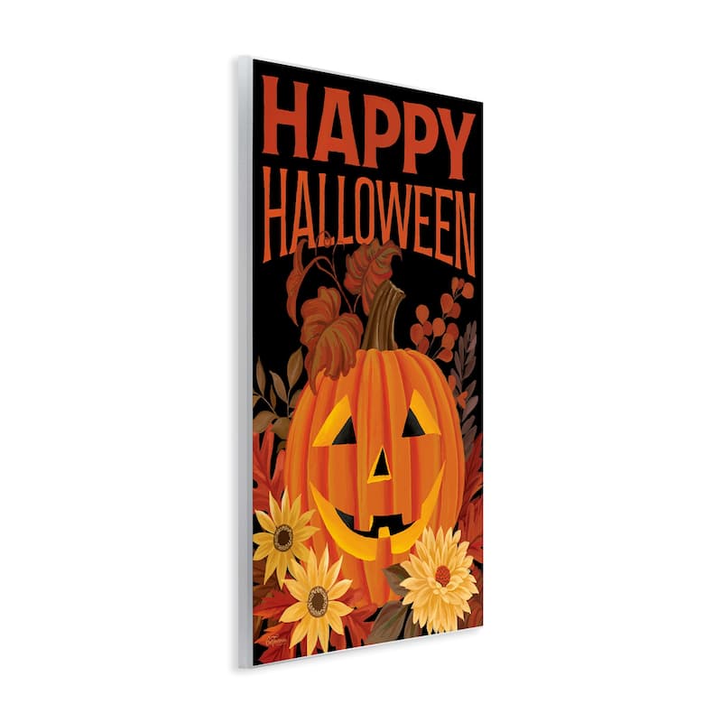 Stupell Happy Halloween Floral Pumpkin Wall Plaque Art Design By Cat Thurman Designs