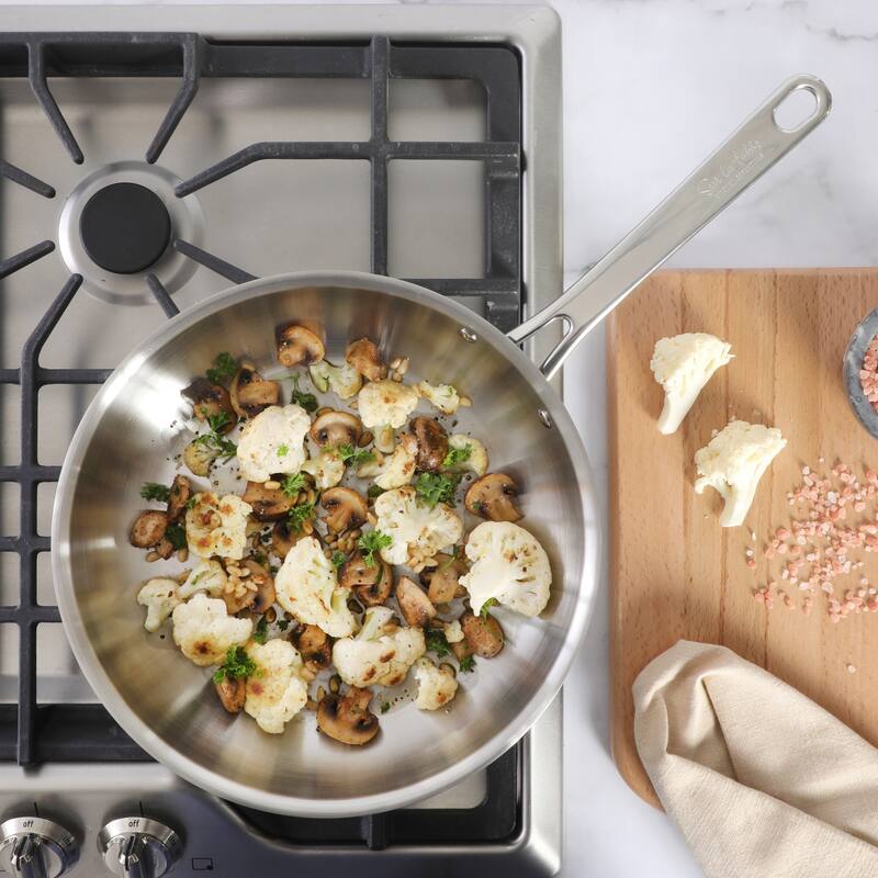 Sur La Table Kitchen Essentials Stainless Steel Frying Pan - Induction Ready Skillet with Tri-Ply Base, Polished Finish