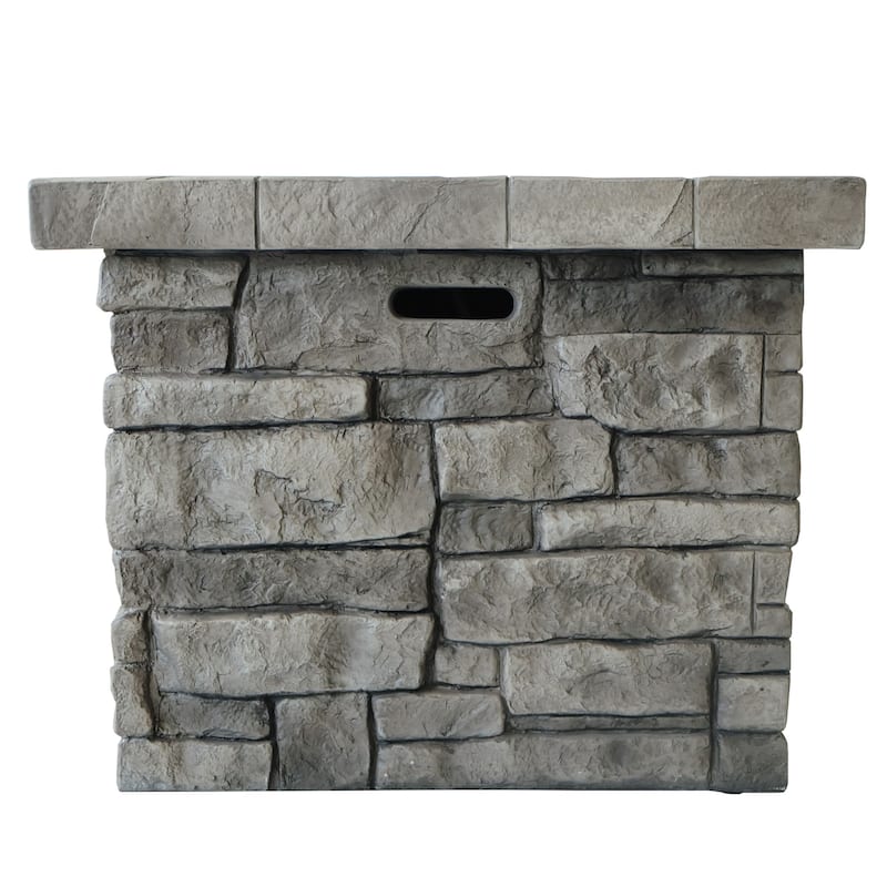 Angeles Outdoor Propane Square Fire Pit Table with Lava Rocks by Christopher Knight Home - N/A