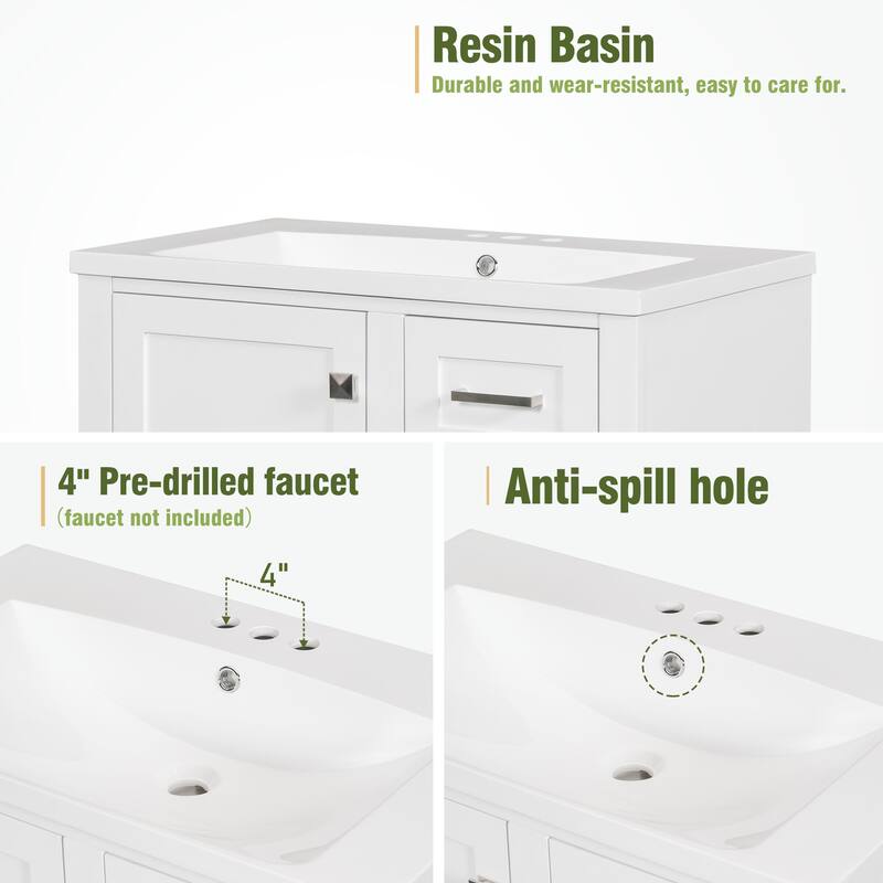 30" Modern Bathroom Vanity with Sink Combo Set