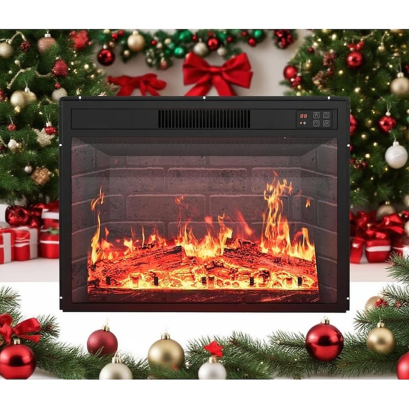 23" Electric Fireplace, Remote & Touch Control, Ultra-Thin Wall Mounted or Recessed - Black