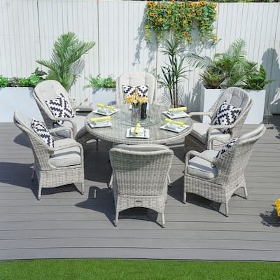 7-piece Outdoor Dining Set Round Table with Chairs