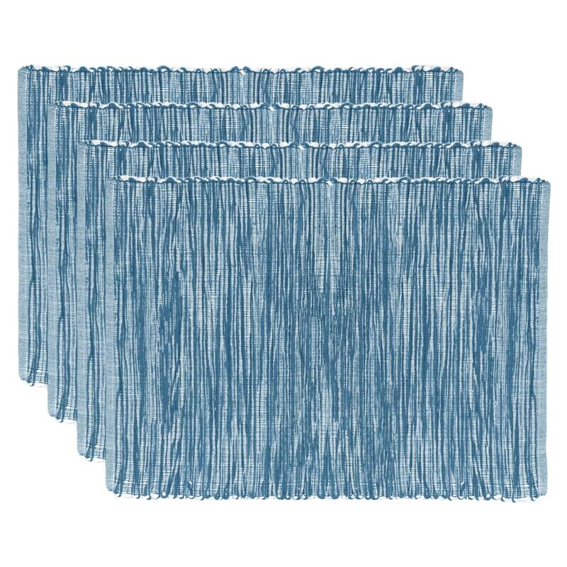 Fabstyles Shadows Cotton Placemats Set of 4 - 13x19 - Set of 4 - Indigo