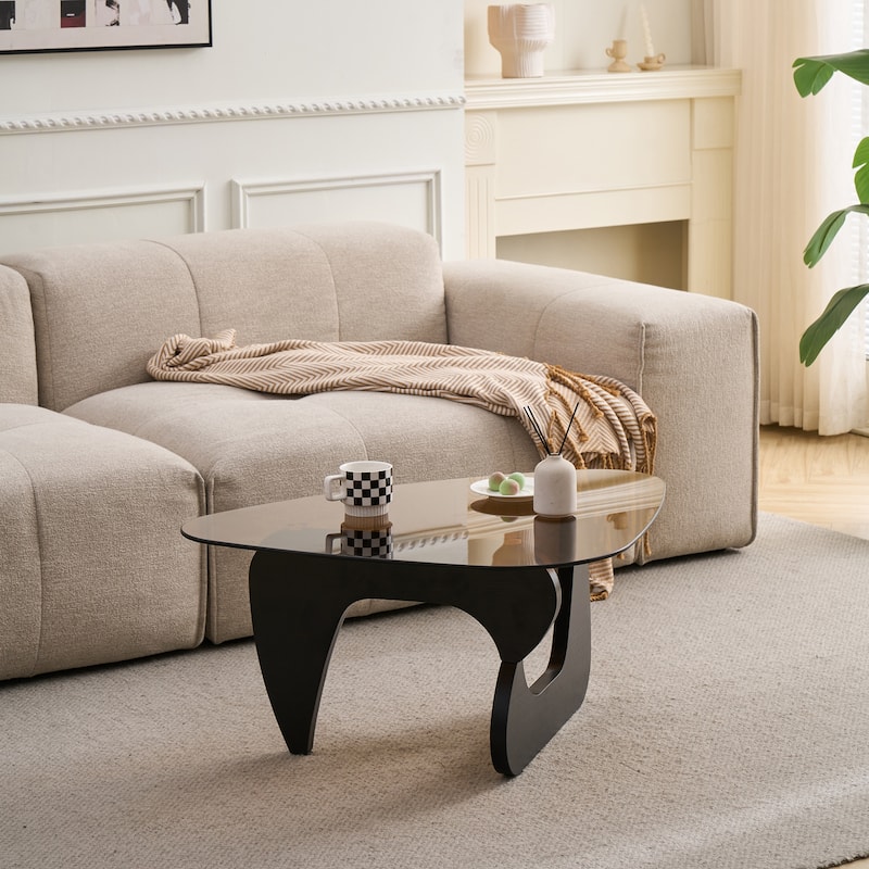 Farmhouse Glass Top Small Coffee Tables, Wood Center Table