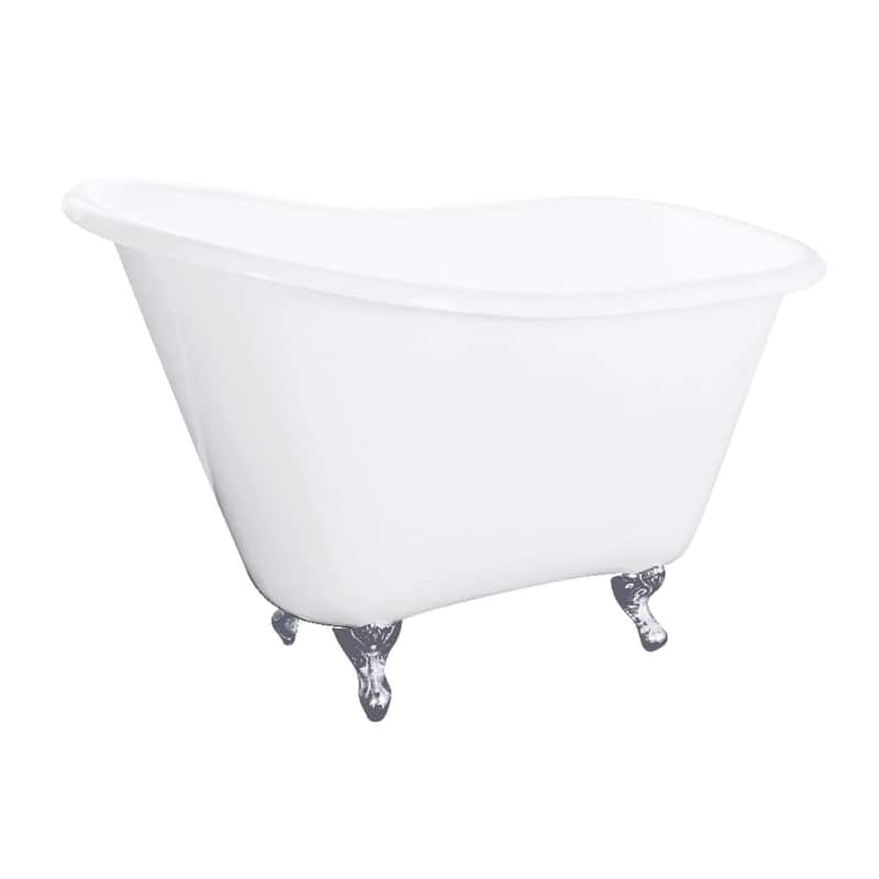Kingston Brass Aqua Eden 51" Clawfoot Cast Iron Soaking Tub with - White / Polished Chrome