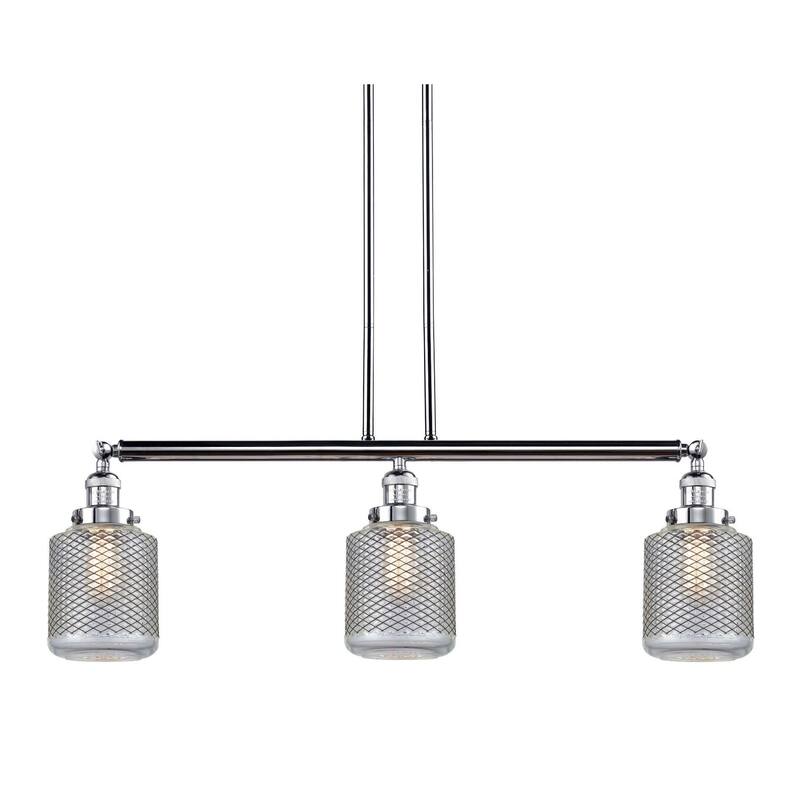 Innovations Lighting Stanton 3 Light 39" Wide Linear Chandelier - Polished Chrome / Vintage Wire Mesh