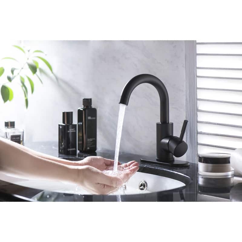 Swivel Spout Bathroom Sink Faucet with Pop-up Drain