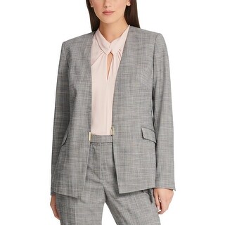 DKNY Women's Zipper Business Tweed Jacket Blue Size 14