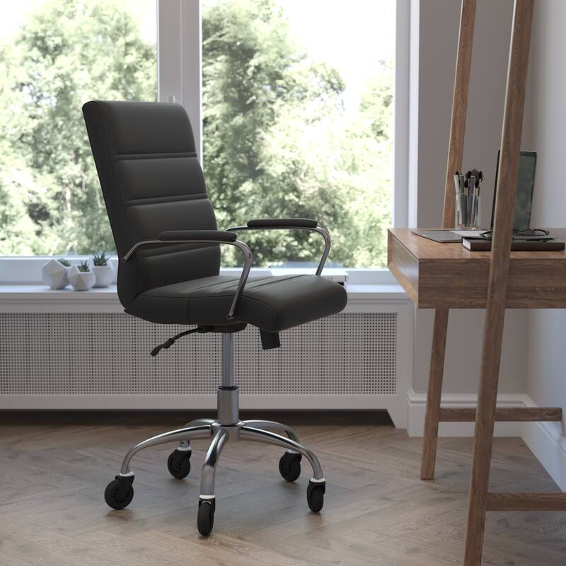 Executive Chair on Skate Wheels - Black LeatherSoft/Chrome Frame