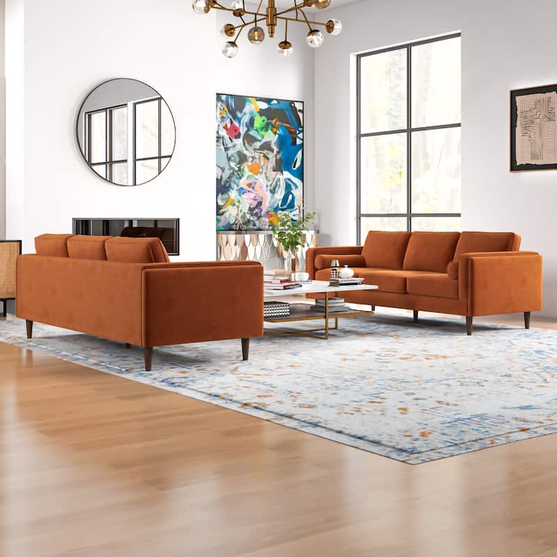 Fatih Mid Century Velvet Sofa Set