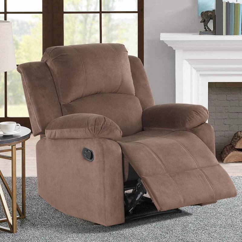 Manual Recliner Chair, Soft Fabric Overstuffed Recliner Single Sofa Chair for Living Room Bedroom