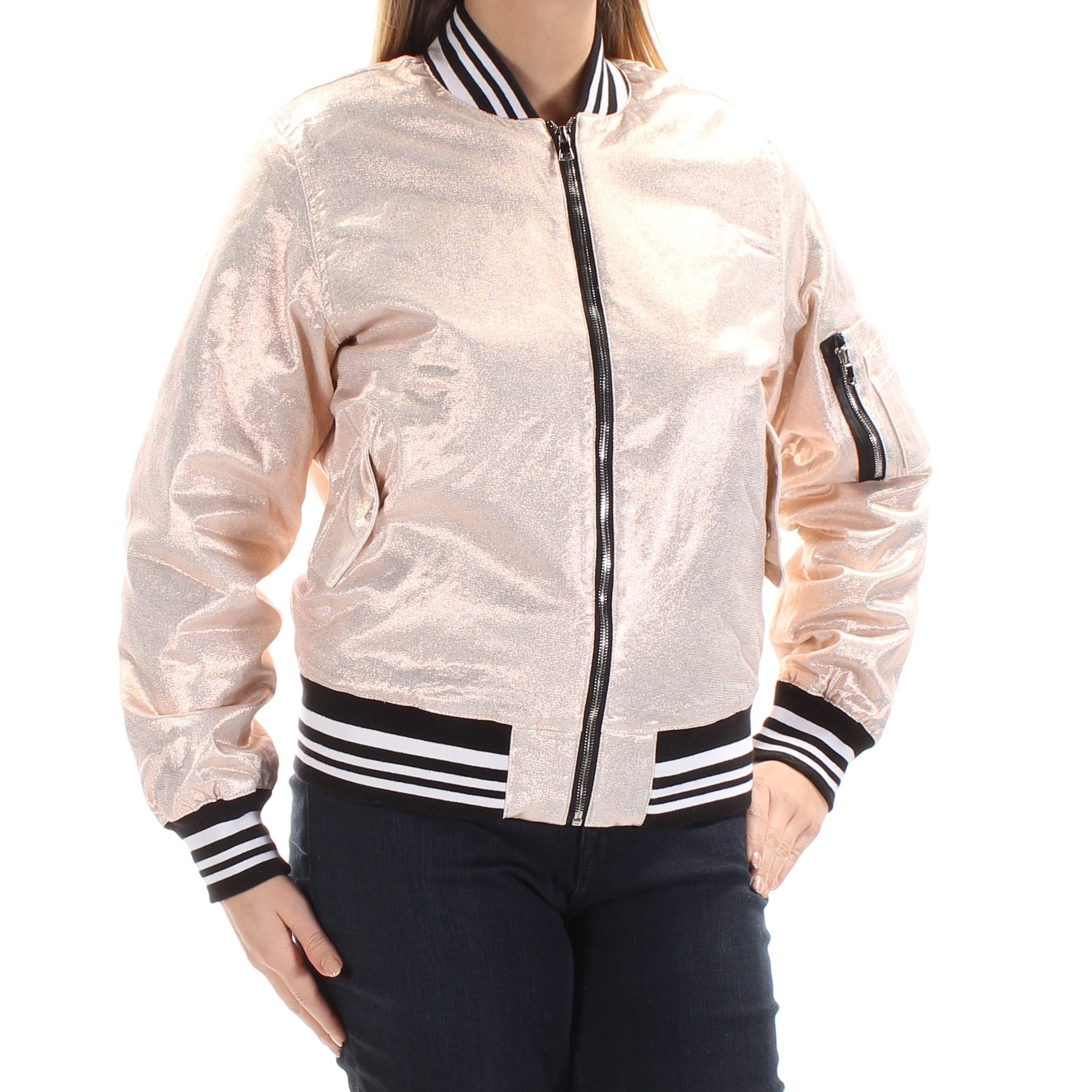 gold metallic bomber jacket womens