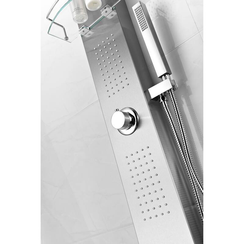 ANZZI Coastal Full Body Shower Panel with Heavy Rain Shower in Brushed Steel