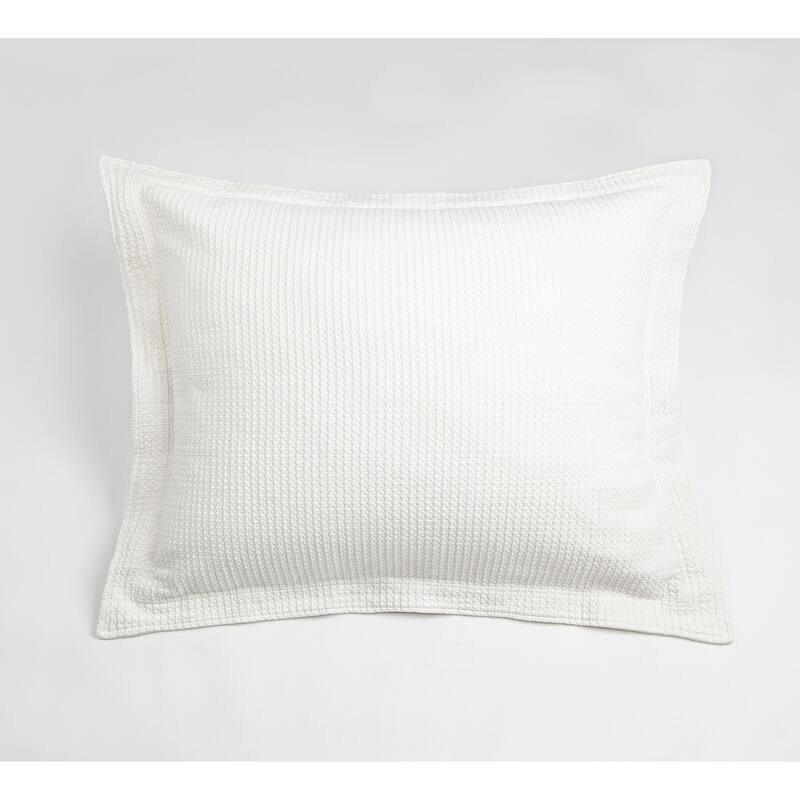 Waffle Matelasse, Cotton, Ivory, Sham - Ivory - Standard