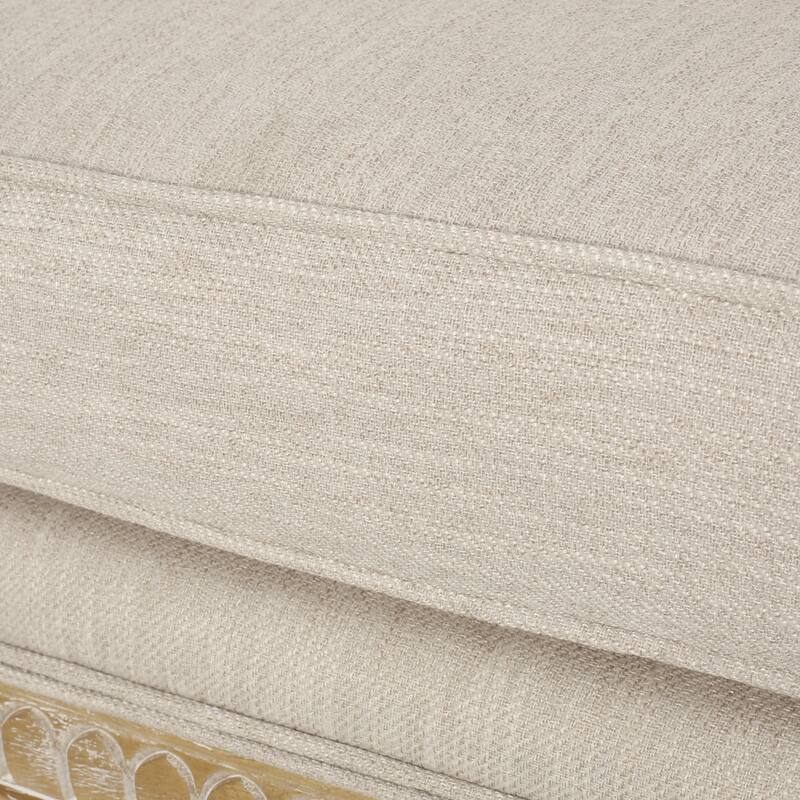 Roomfitters Upholstered Club Chair, Carved Wood Frame with Cushioned Seat, Classic Accent Armchair in Linen