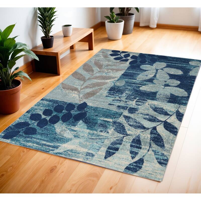 Feyu Power Loomed Stain Resistant Area Rug By HomeRoots - 72' X '48' X '0.5 - 72' X '48' X '0.5 - Oxford Blue - Rectangle
