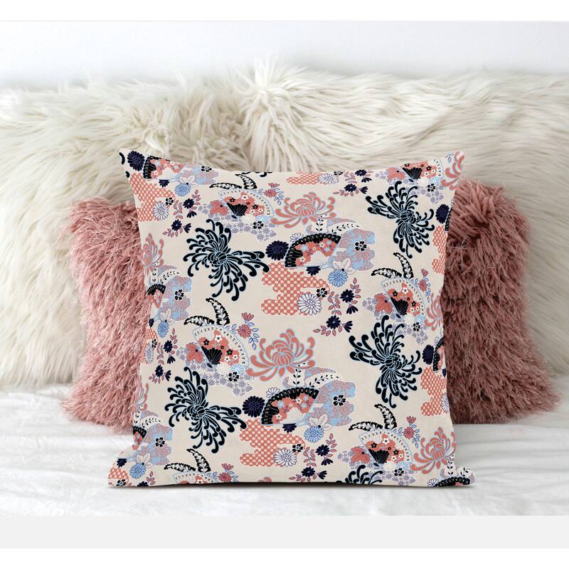 Checkered Waves Faux Suede Pillow With Removable Cover in Orange Blue Black