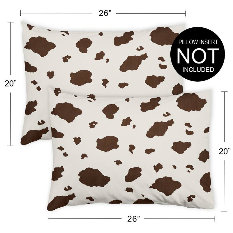 Sweet Jojo Designs Wild West Cow Boy Girl Gender Neutral Pillow Shams 2 Pack Set Brown and Cream Western Southern Country Animal