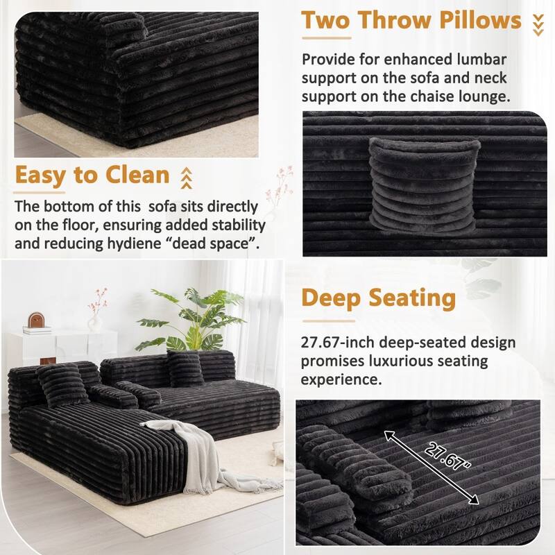 Modern 110" Upholstered Sectional Sofa Couch Free-combined Sofa for Living Room