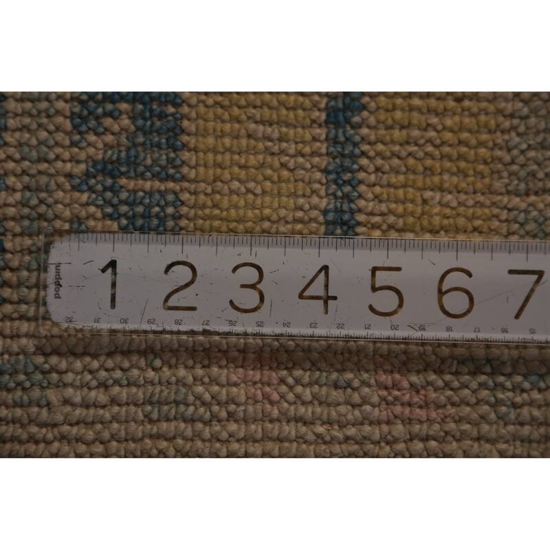 Hand Knotted Oriental 100% Wool Carpet Transitional Geometric Navy Blue & Blues Oushak Runner Rug - 17' 8'' X 3' 3''