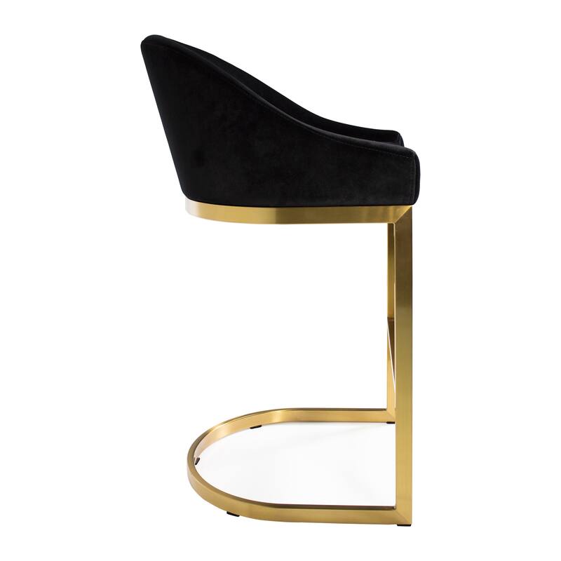 Otus 26" Counter Height Gold Brass Velvet Mid-Century Bar Stool