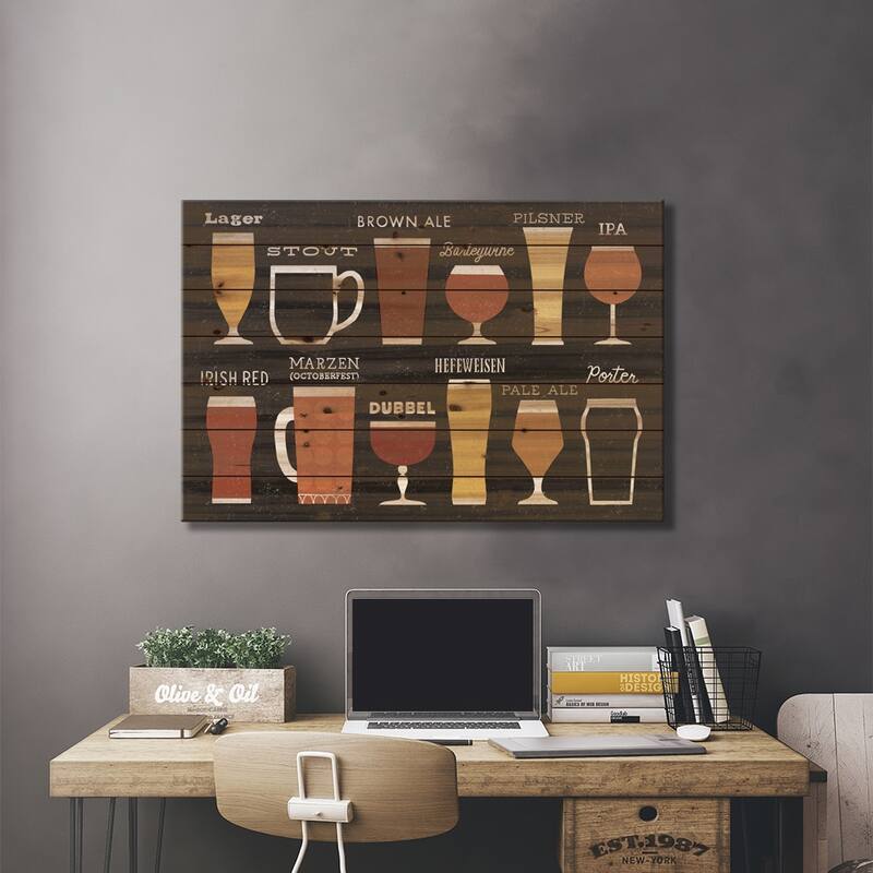 Craft Beer List Print On Wood by Michael Mullan - Multi-Color