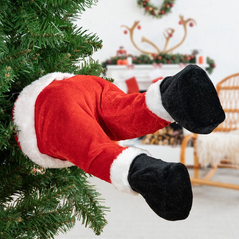 Animated Musical Santa 's Kicking Legs Christmas Village Decor 25.5" - Red