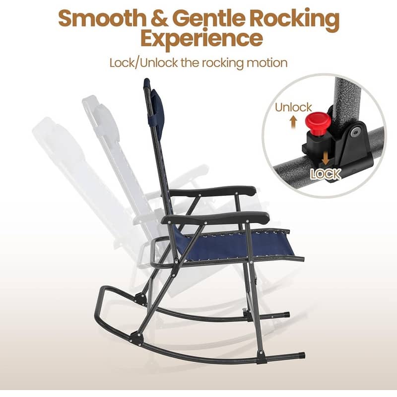 Rocking Chairs Foldable Outdoor Lounge Chair for Outside - 40.2"D x 25.8"W x 40.6"H
