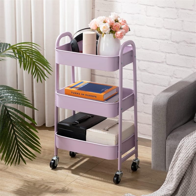 3 Tier Metal Utility Cart - 11.42"D x 15.35"W x 30"H