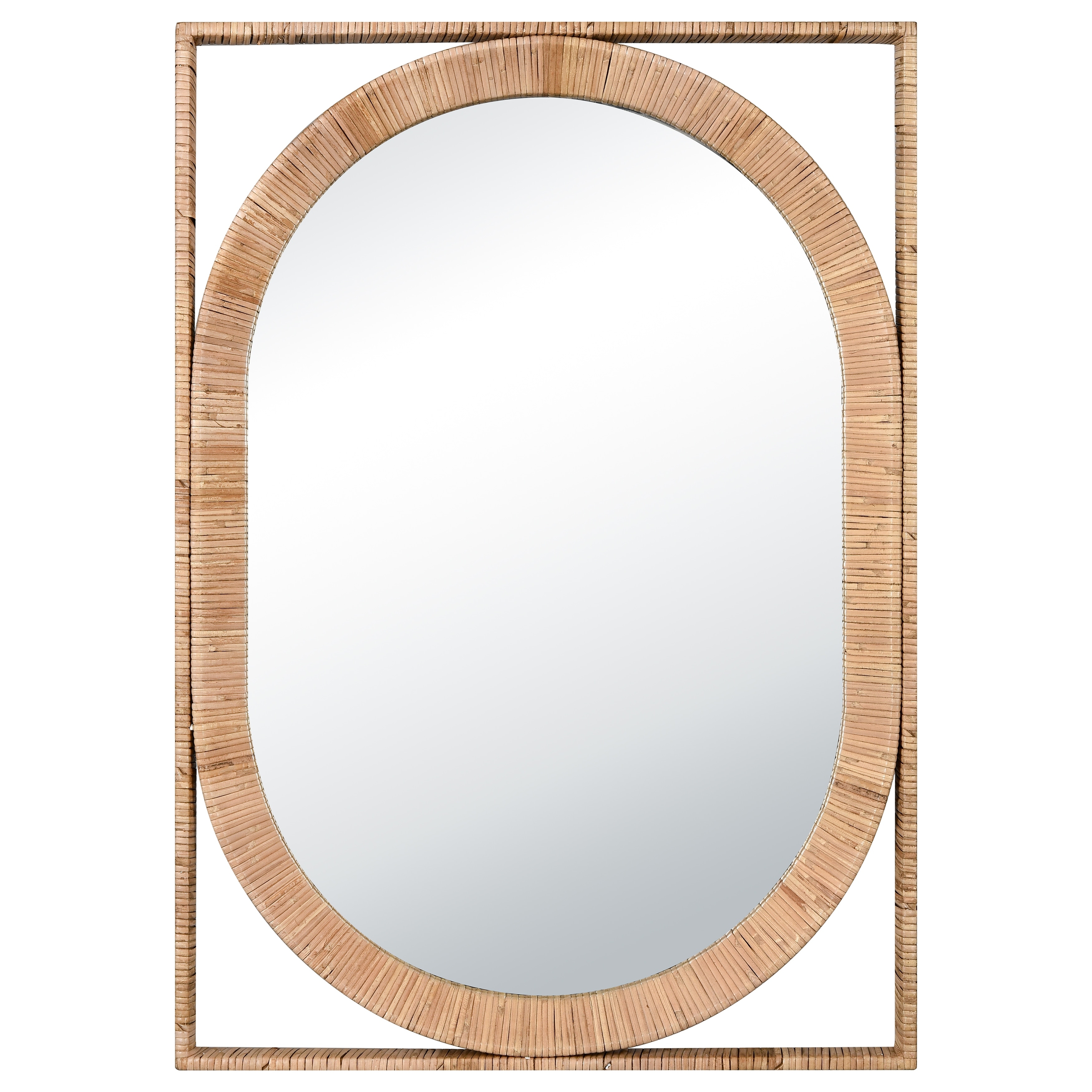 Atlas Baarlo Oval Glass and Rattan Mirror - 33.5 inch High