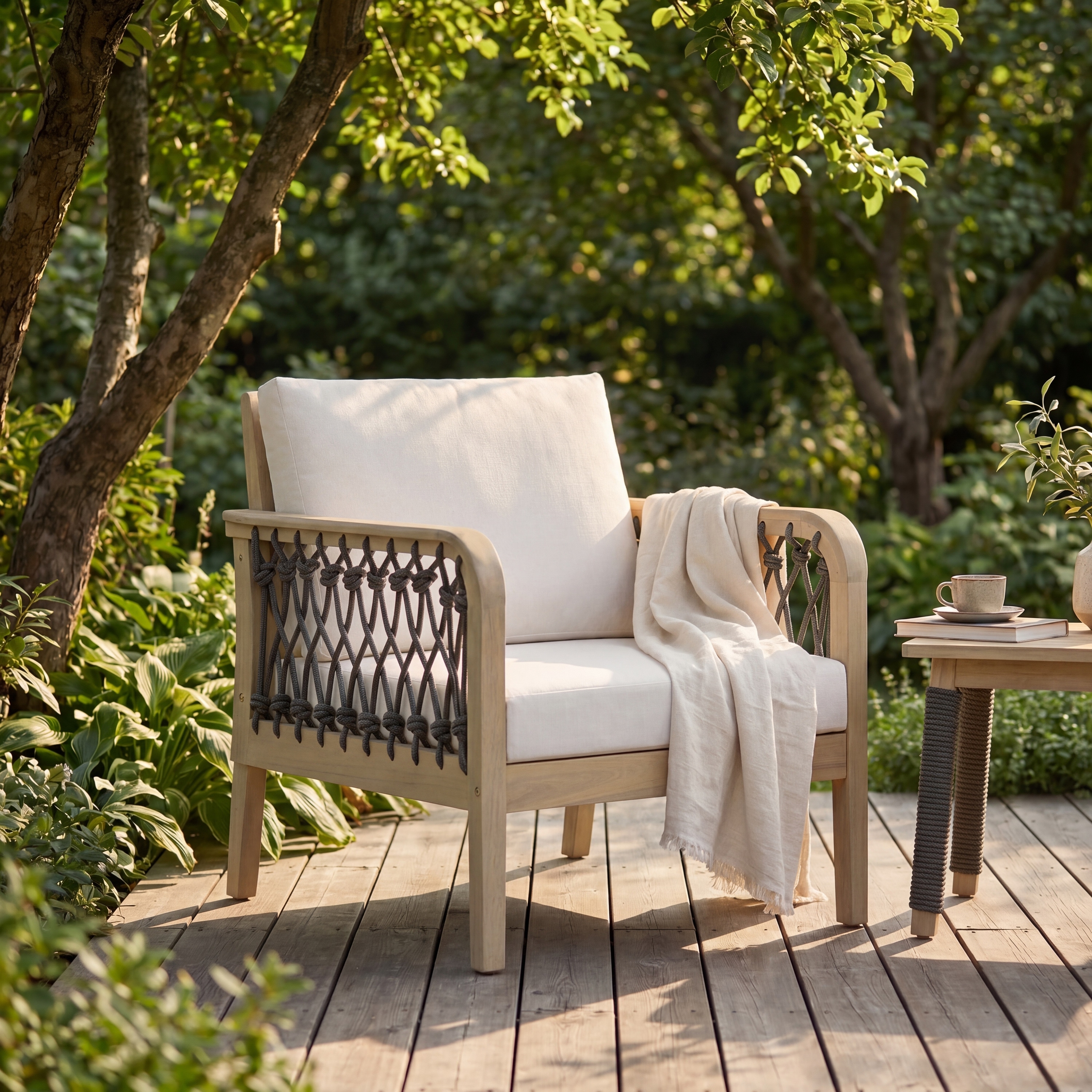 Cream Wood Club Chair Side Chair Coffee Chair with Wood Frame, Leisure Chair Padded Chair Reading Chair