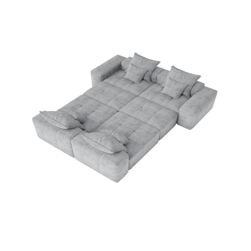 Oversized Modular Chenille 6-Seat Sectional Sofa with Cushions and 8 Pillows for Living Room