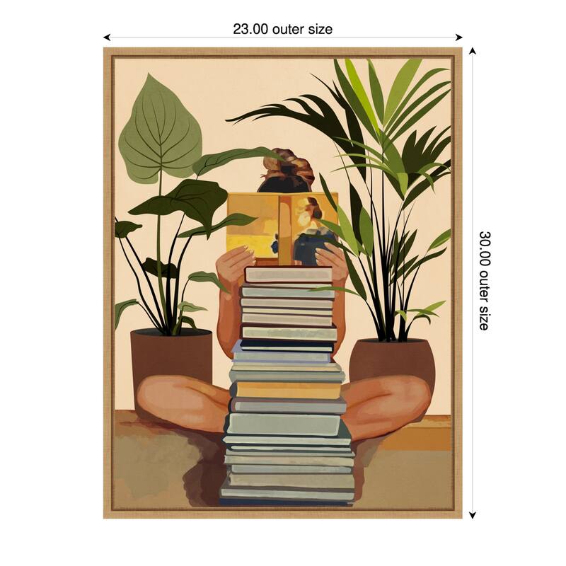 Book Lover by City Art (23 x 30 in.), Framed Canvas Wall Art Print