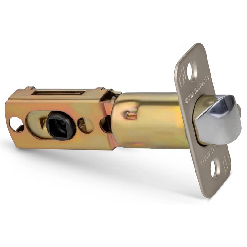 Mega Handles 2-Way Adjustable Door Latch | Universal Half Moon Spindles | For Hidden & Interior Door Lock Systems - Round Entry - Satin Nickel